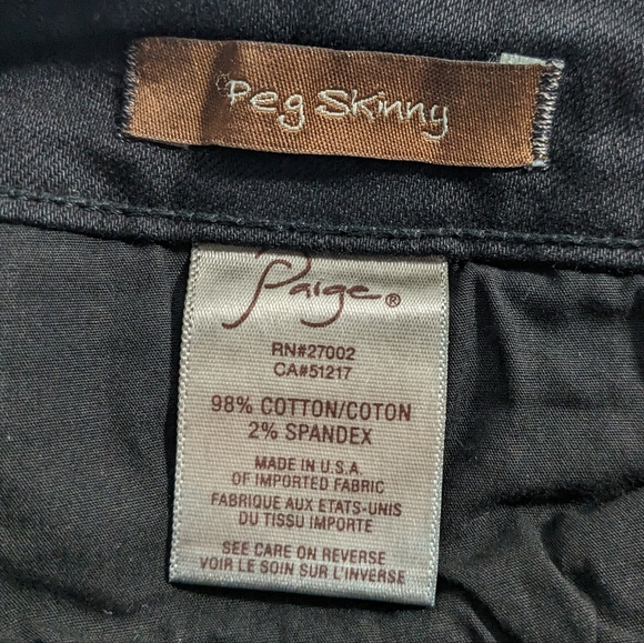 PAIGE Peg Skinny Black Jeans - Picture 3 of 8